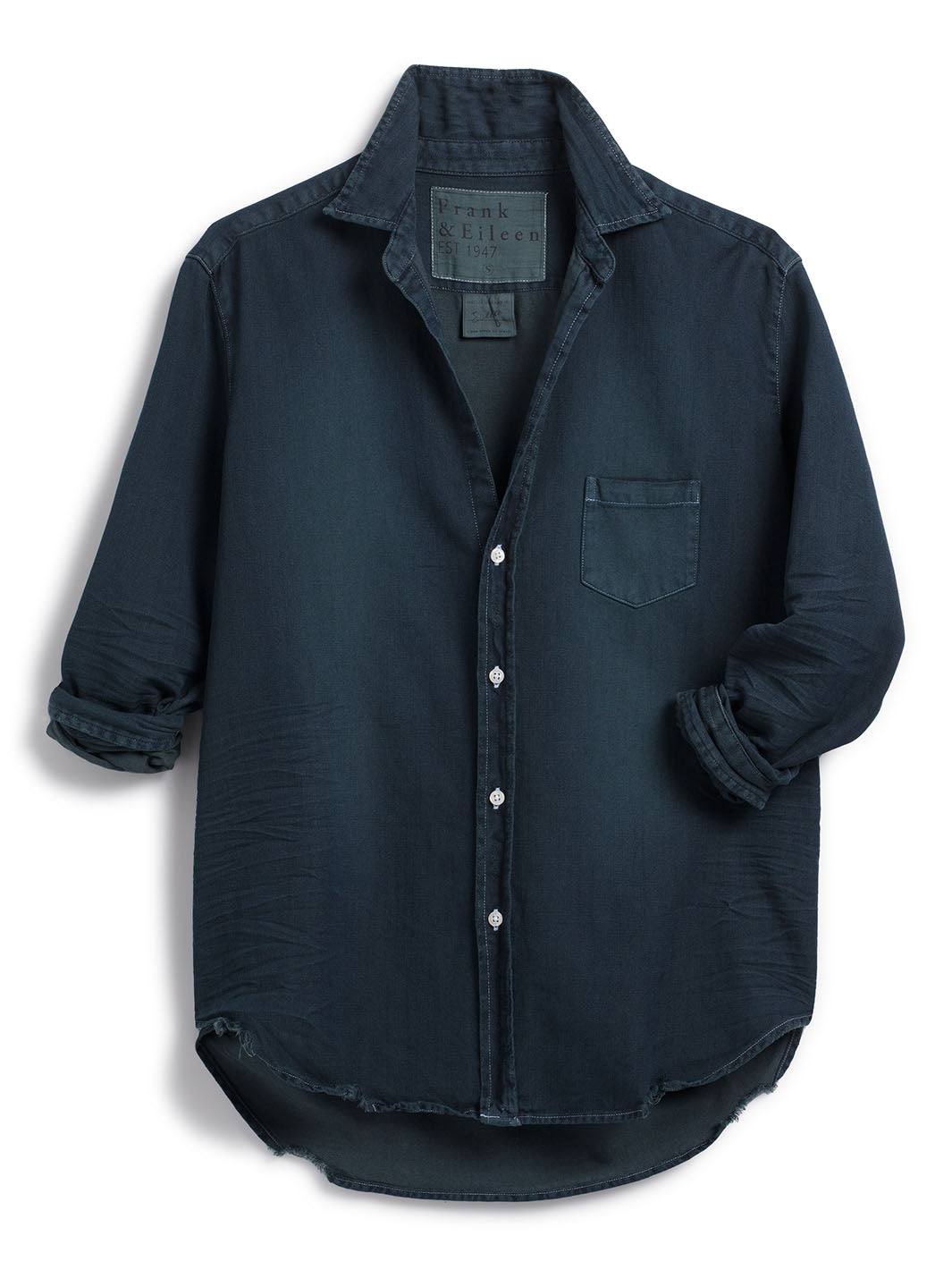 Eileen Relaxed Button-Up in Overdyed Indigo Blue