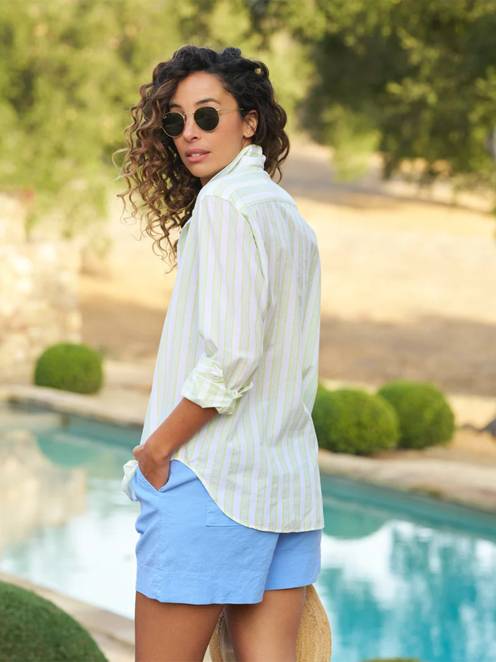 Eileen Relaxed Button-Up in Green Stripe