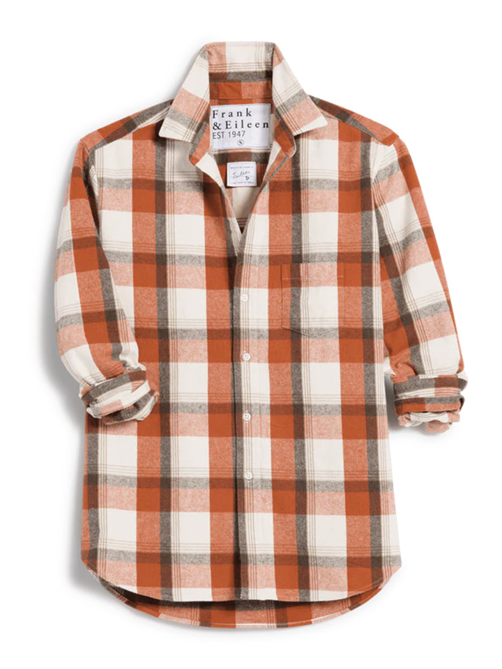 Eileen Relaxed Button-Up in Pumpkin and Brown Plaid