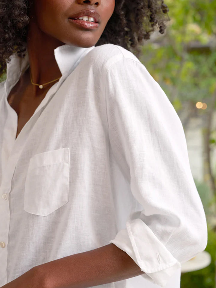 Eileen Relaxed Button-Up in White Linen