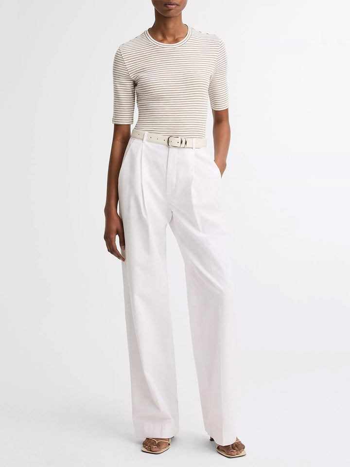 Striped Cotton-Blend Elbow-Sleeve T-Shirt in Tapenade Combo