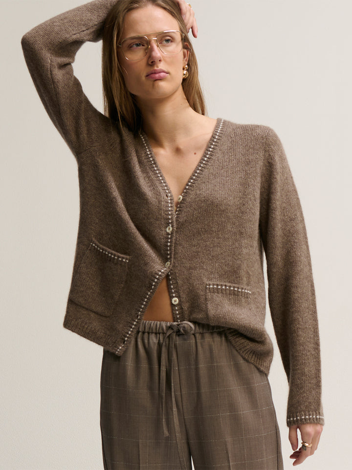 Elisa 2-Tone Cardigan in Hazel