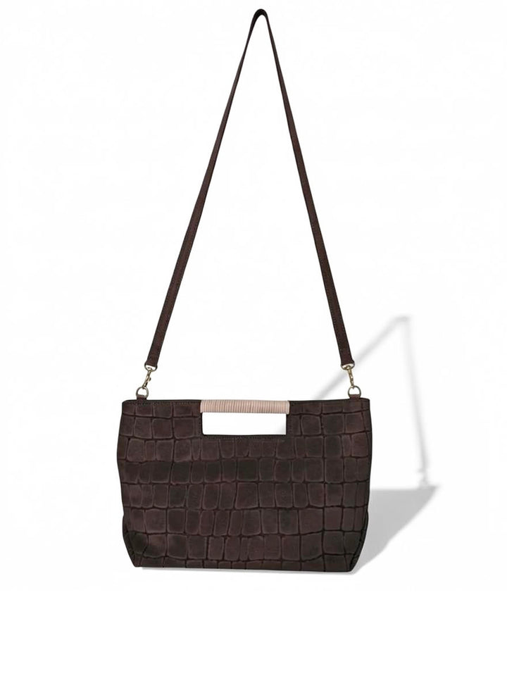 Ella Croc Crossbody in Truffle