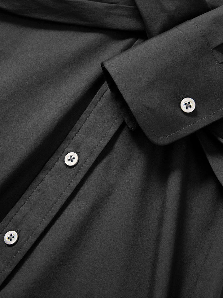 Ellers Mini Wrap Shirtdress in Black