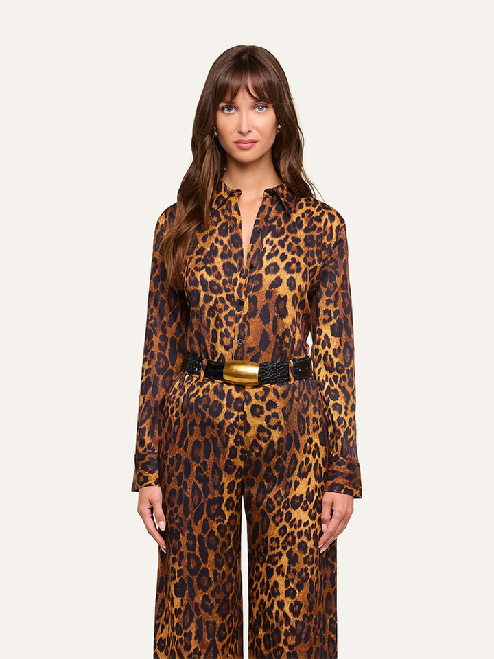 Ellery Blouse in Tan Multi Javan Leopard