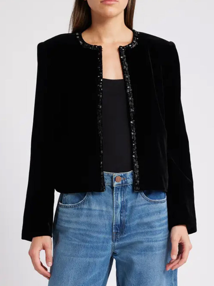 Embellished Velvet Jacket in Black