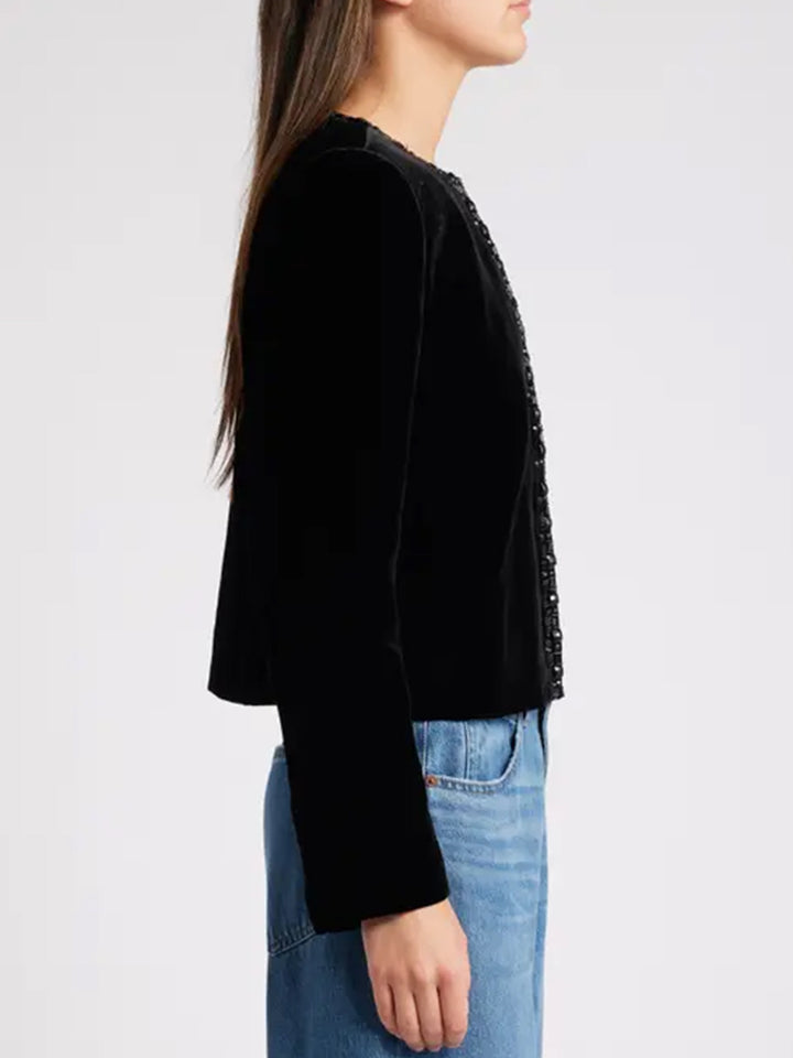 Embellished Velvet Jacket in Black