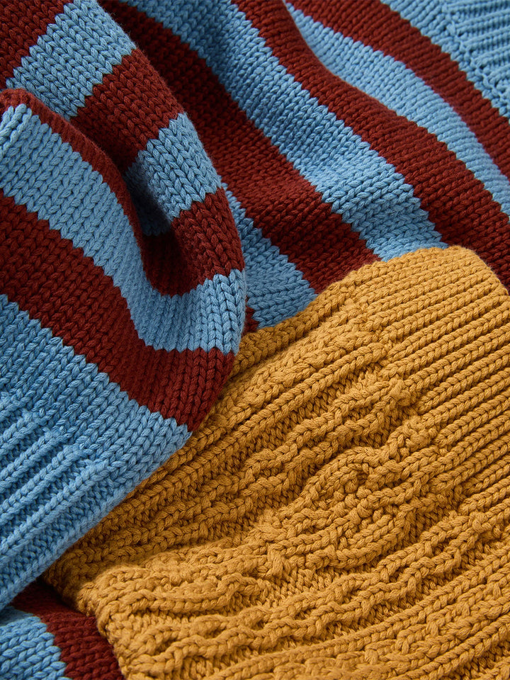 Emile Striped Pullover in Blue and Red Contrast Pocket Sweater
