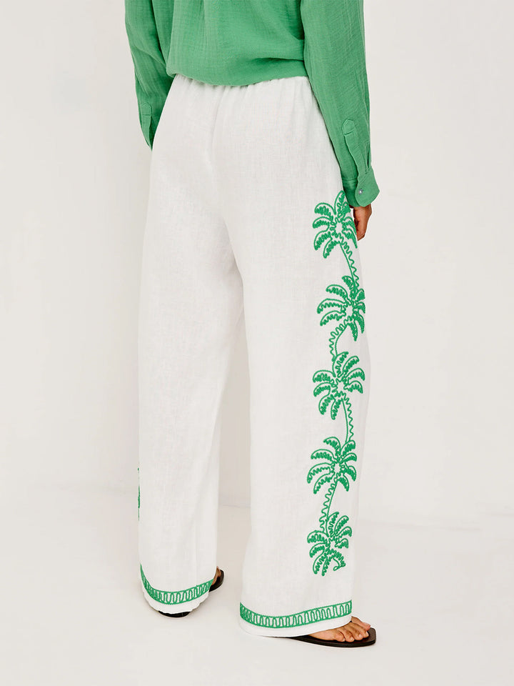 Emmie Pant in Emerald Palms Embroidery