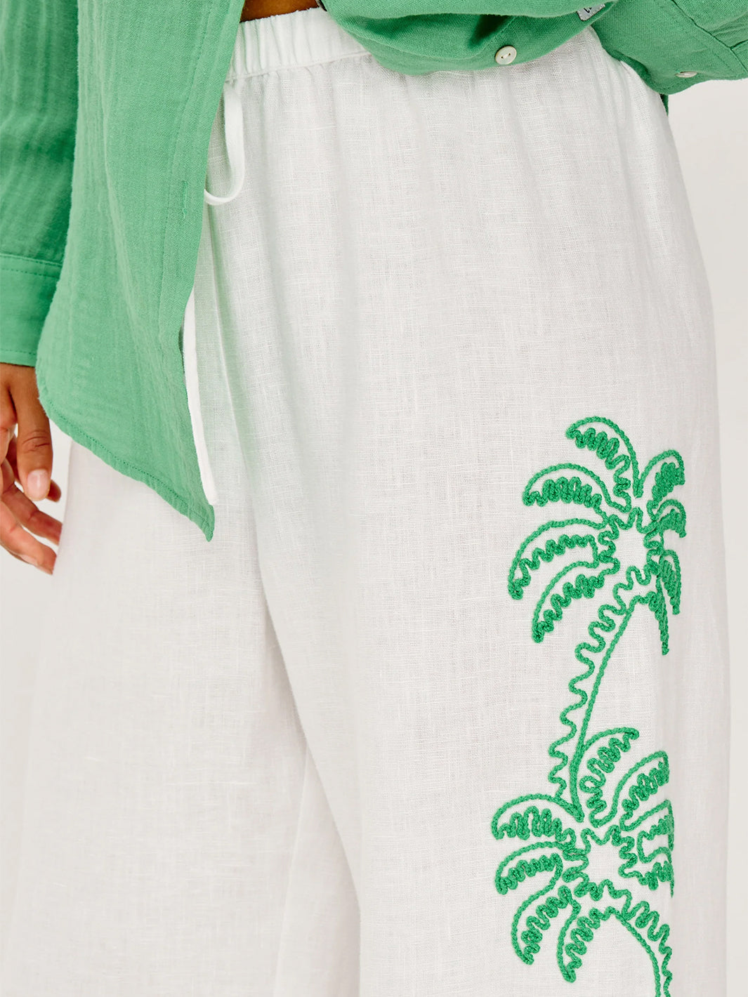 Emmie Pant in Emerald Palms Embroidery