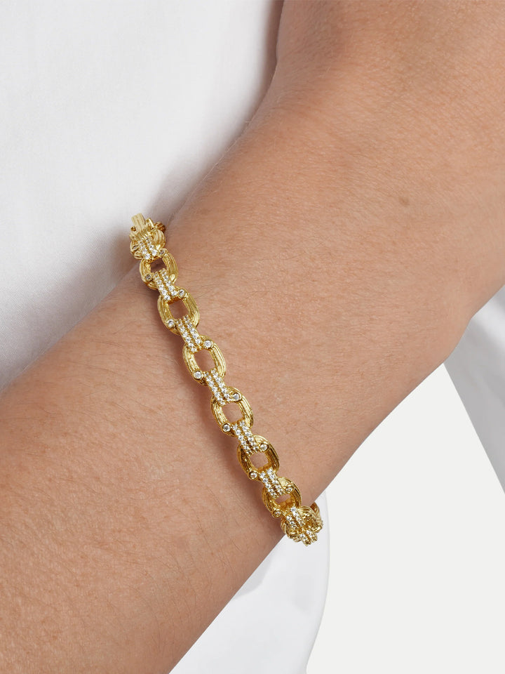 Enchanted Forest Chain Hinged Bangle in Gold