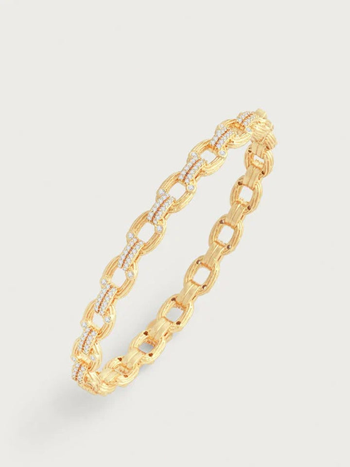 Enchanted Forest Chain Hinged Bangle in Gold
