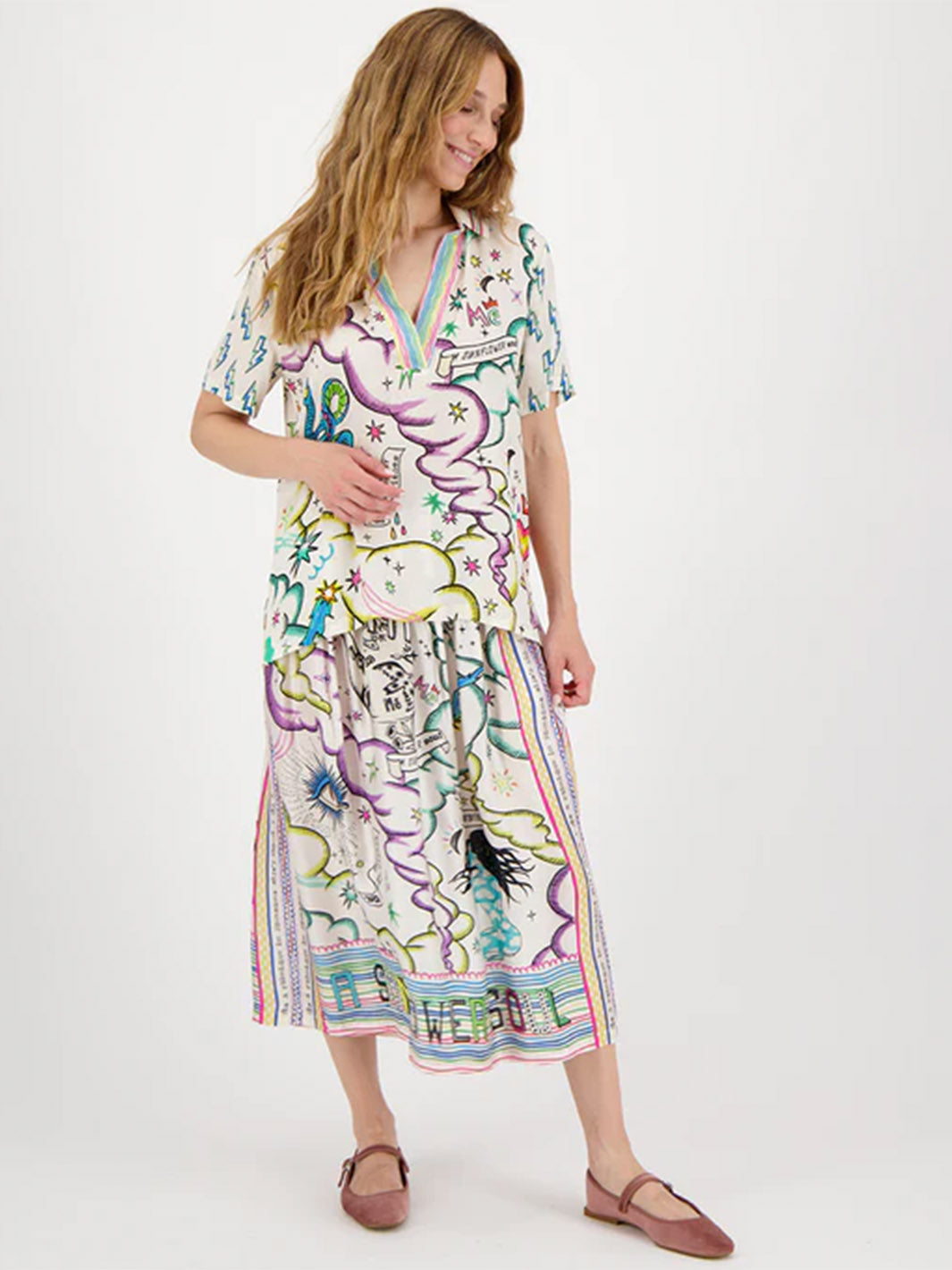 Vanessa Enlightenment Printed Midi Skirt