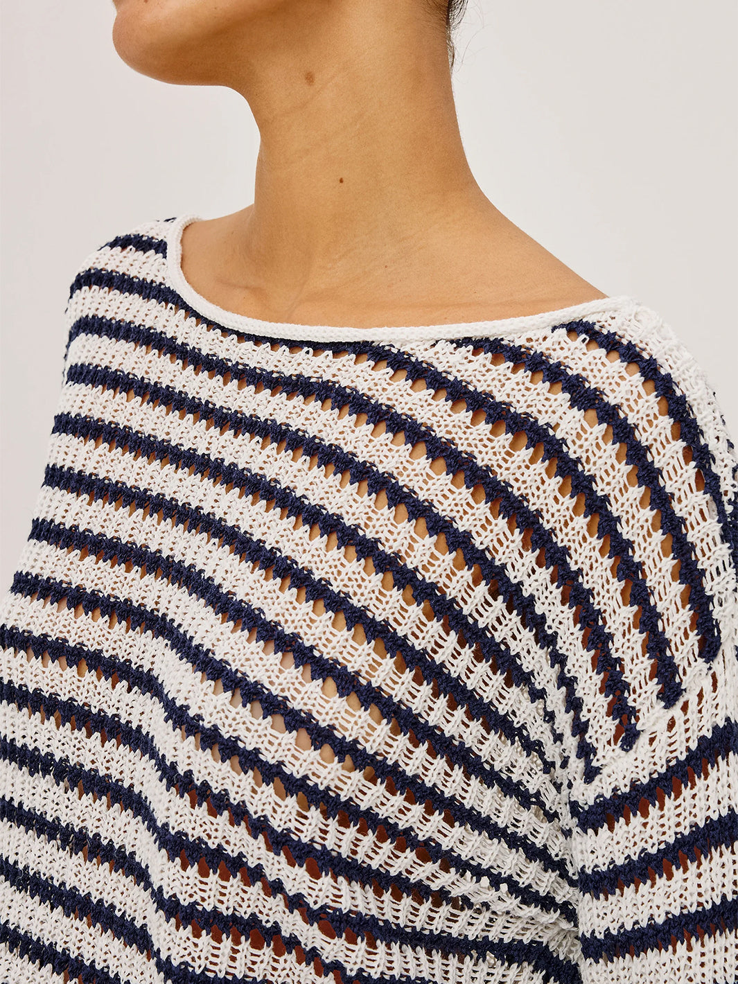 Evangeline Sweater in Ivory Indigo Stripe