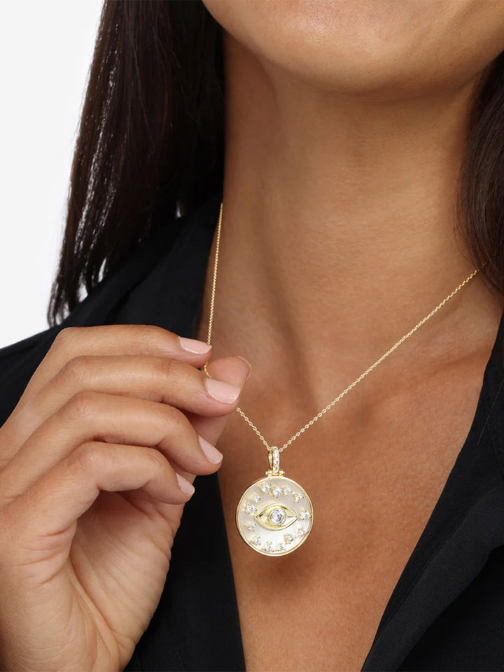 Evil Eye Medallion Necklace in Gold