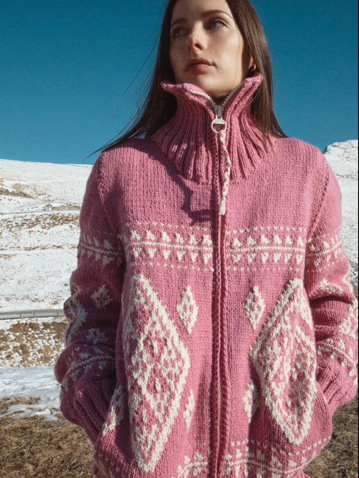 Everest Zip Cardi in Rosa