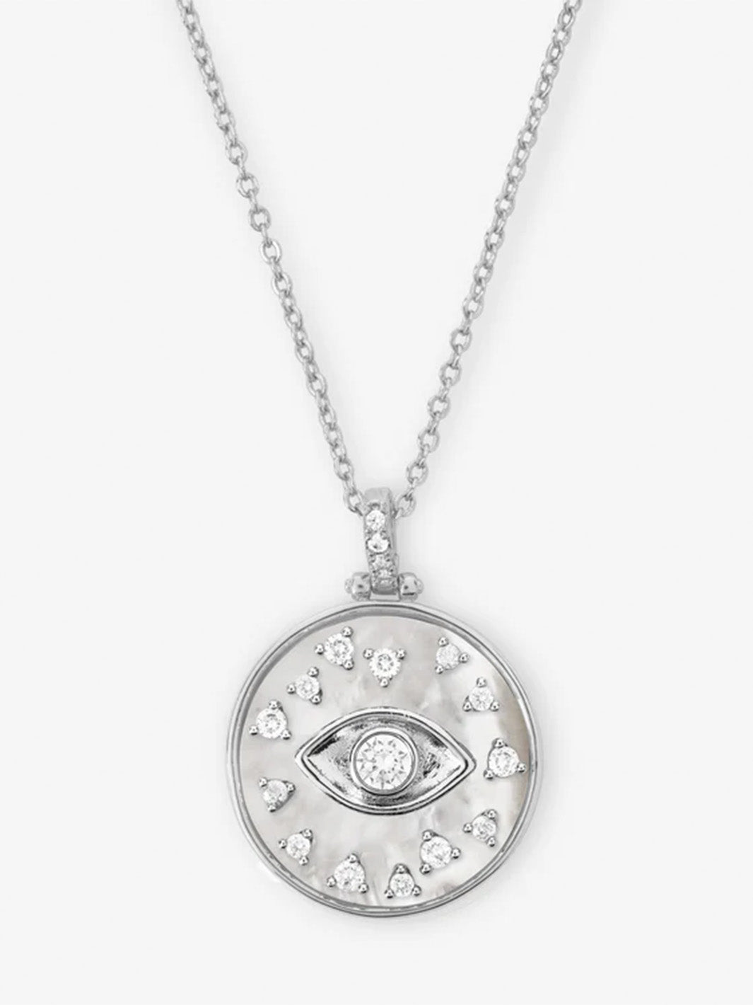 Evil Eye Medallion Necklace in Silver