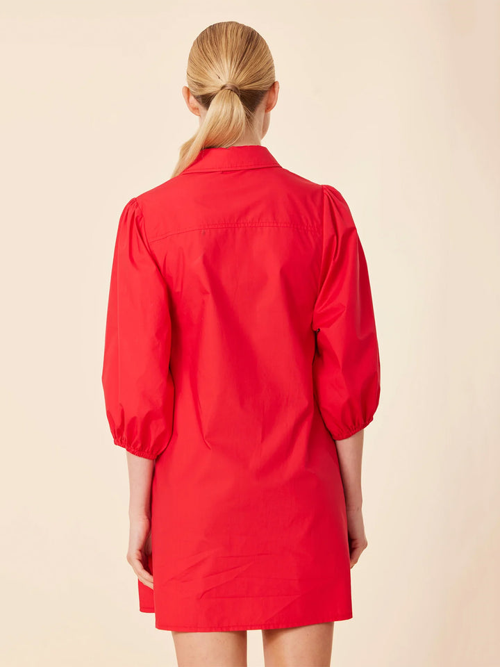 Poplin Exaggerated Sleeve Dress/Tunic in Red