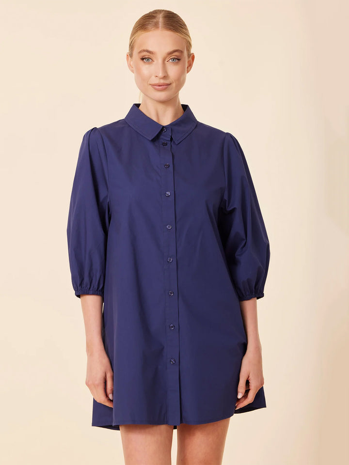 Poplin Exaggerated Sleeve Dress/Tunic in Navy