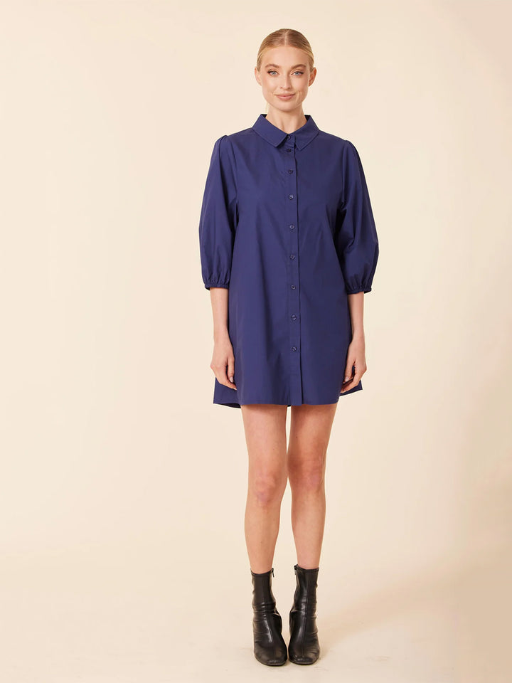Poplin Exaggerated Sleeve Dress/Tunic in Navy