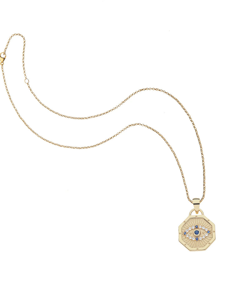 PROTECT Evil Eye Petite Embellished Pendant and Chain in Gold