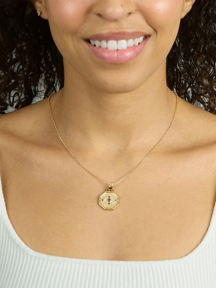 PROTECT Evil Eye Petite Embellished Pendant and Chain in Gold