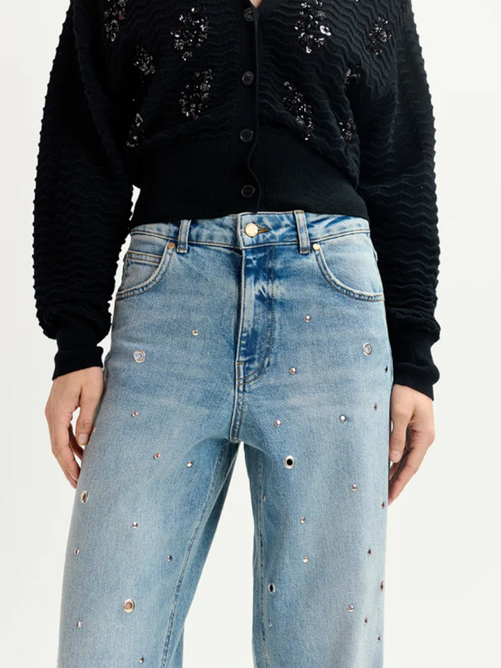 Eyelet Jeans in Blue Garment