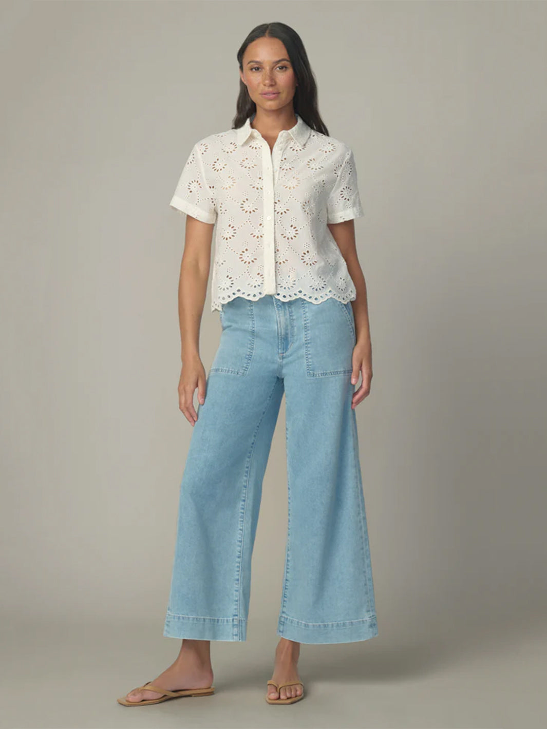 The Eyelet Short Sleeve Shirt in White