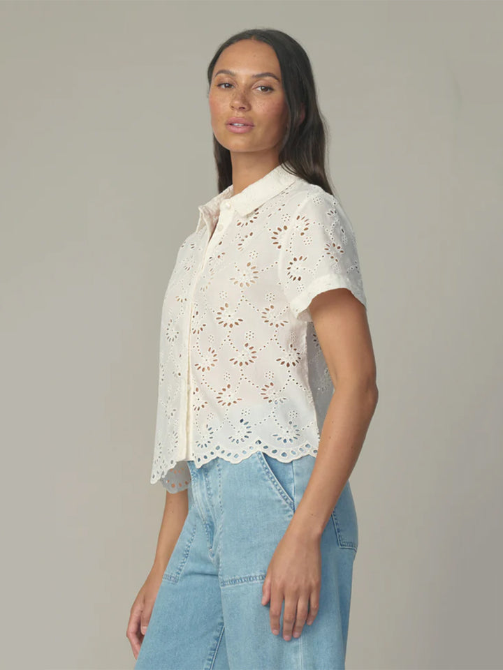 The Eyelet Short Sleeve Shirt in White
