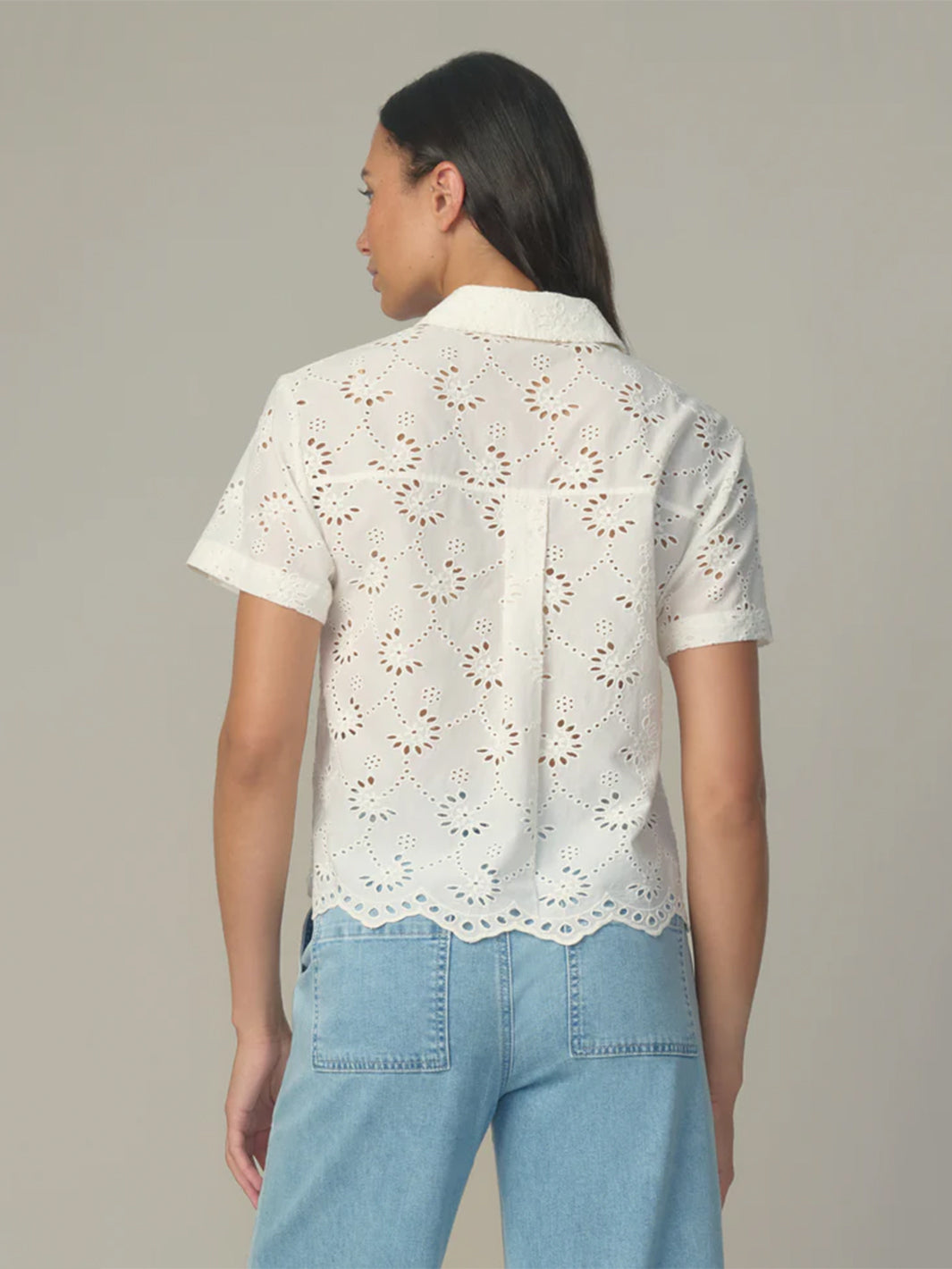 The Eyelet Short Sleeve Shirt in White