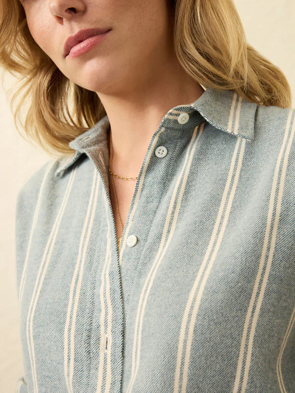 Heirloom Portuguese Flannel Relaxed Shirt in Blue Cove Stripe