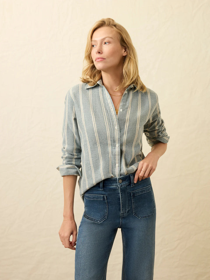 Heirloom Portuguese Flannel Relaxed Shirt in Blue Cove Stripe