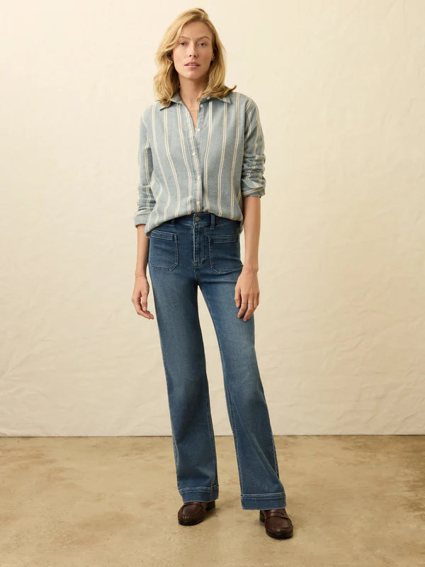 Heirloom Portuguese Flannel Relaxed Shirt in Blue Cove Stripe