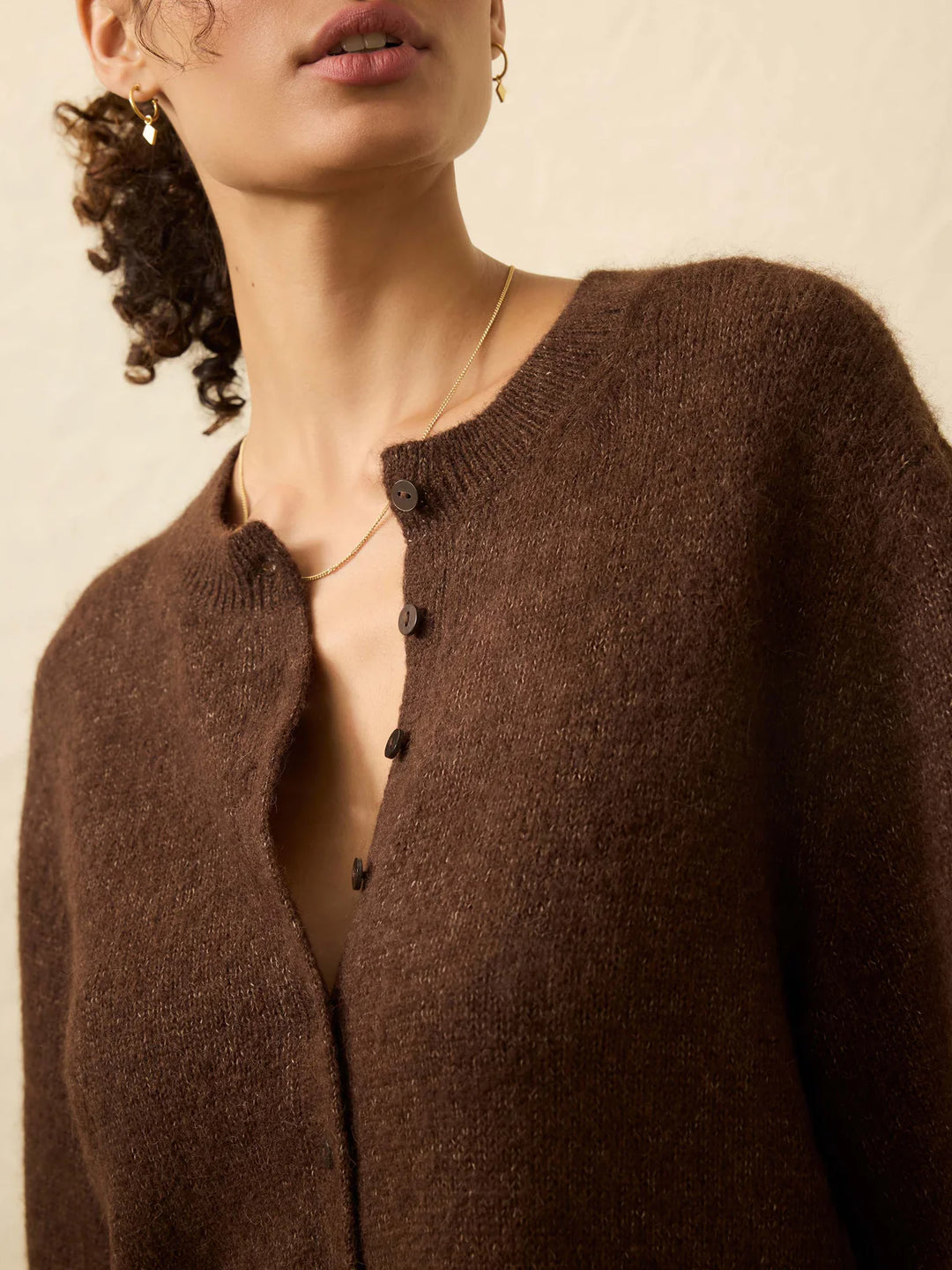 Apres Alpaca Cardigan in Walnut Brown