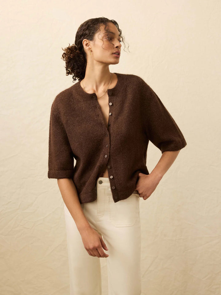Apres Alpaca Cardigan in Walnut Brown