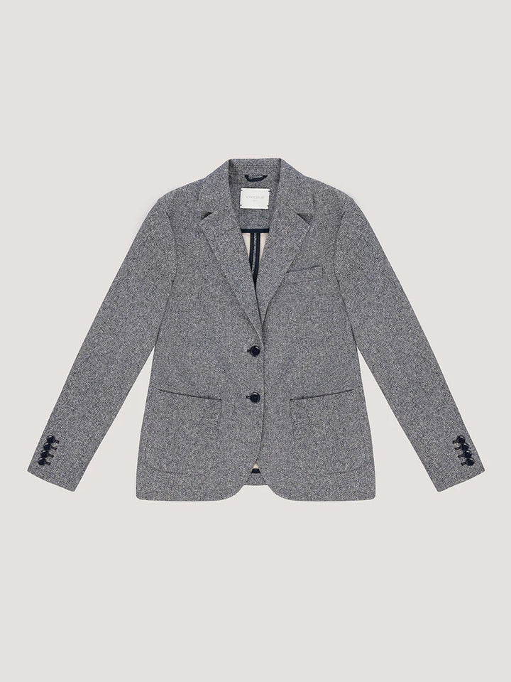 Herringbone Slim Fit Jacket in Navy