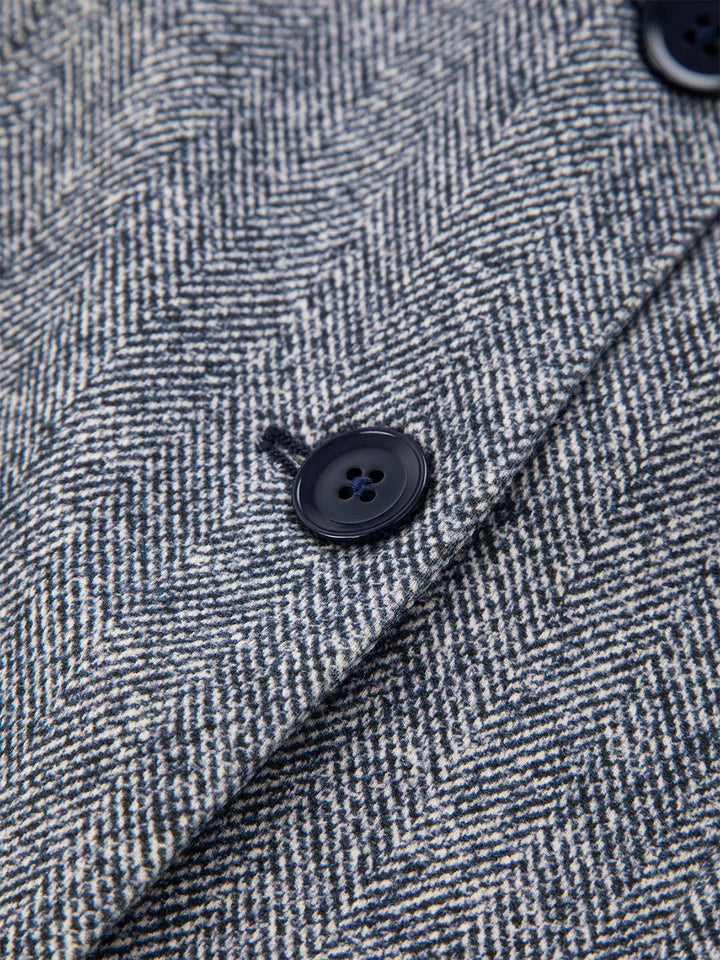 Herringbone Slim Fit Jacket in Navy