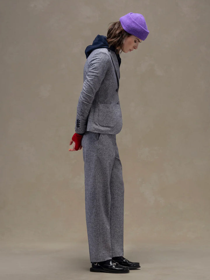Herringbone Coulisse Chino Trouser in Navy