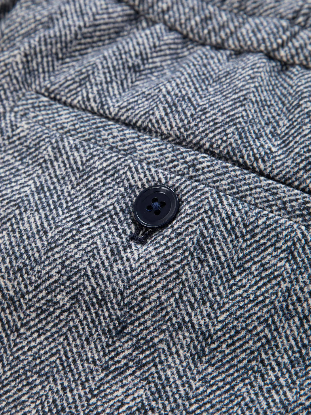 Herringbone Coulisse Chino Trouser in Navy