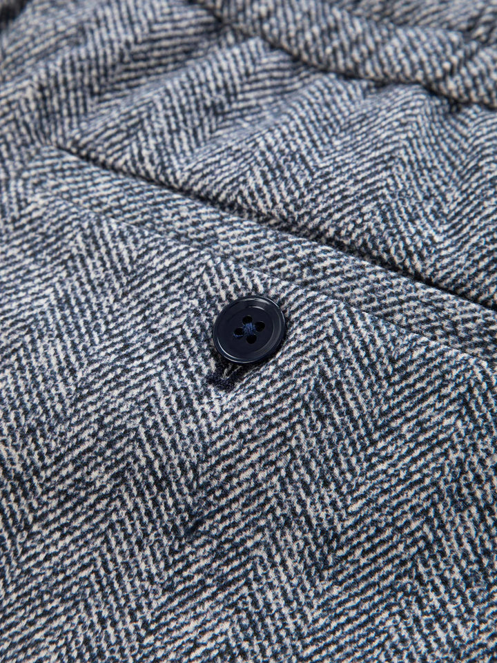 Herringbone Coulisse Chino Trouser in Navy