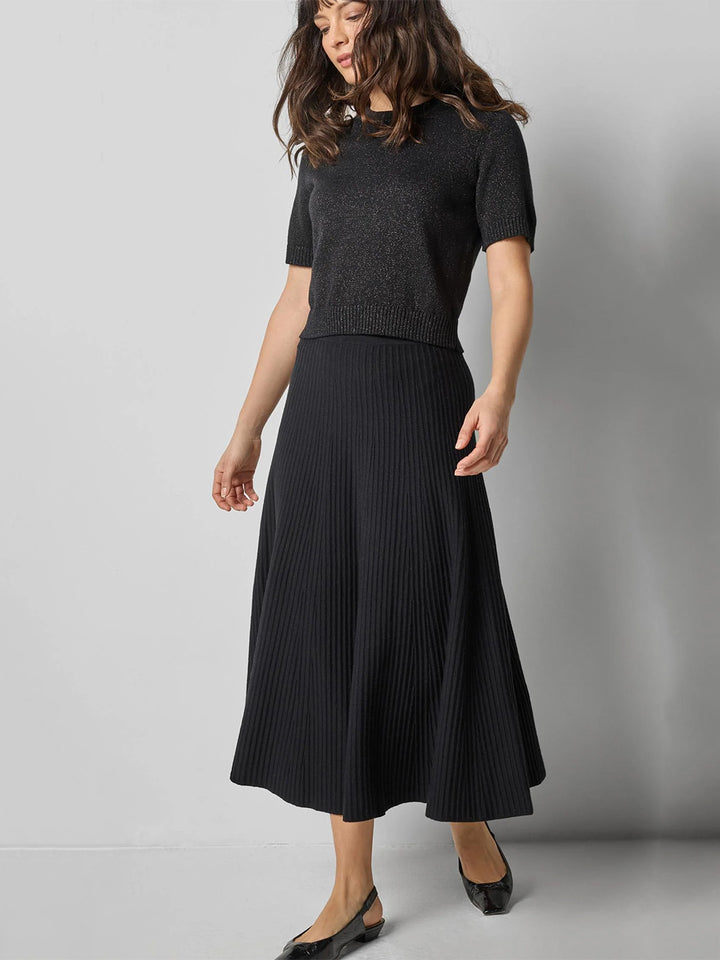 Flared Knit Skirt in Black