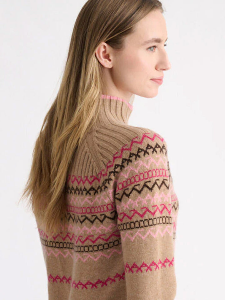 Fairisle Zip Mock Cardigan in Scotch Multi
