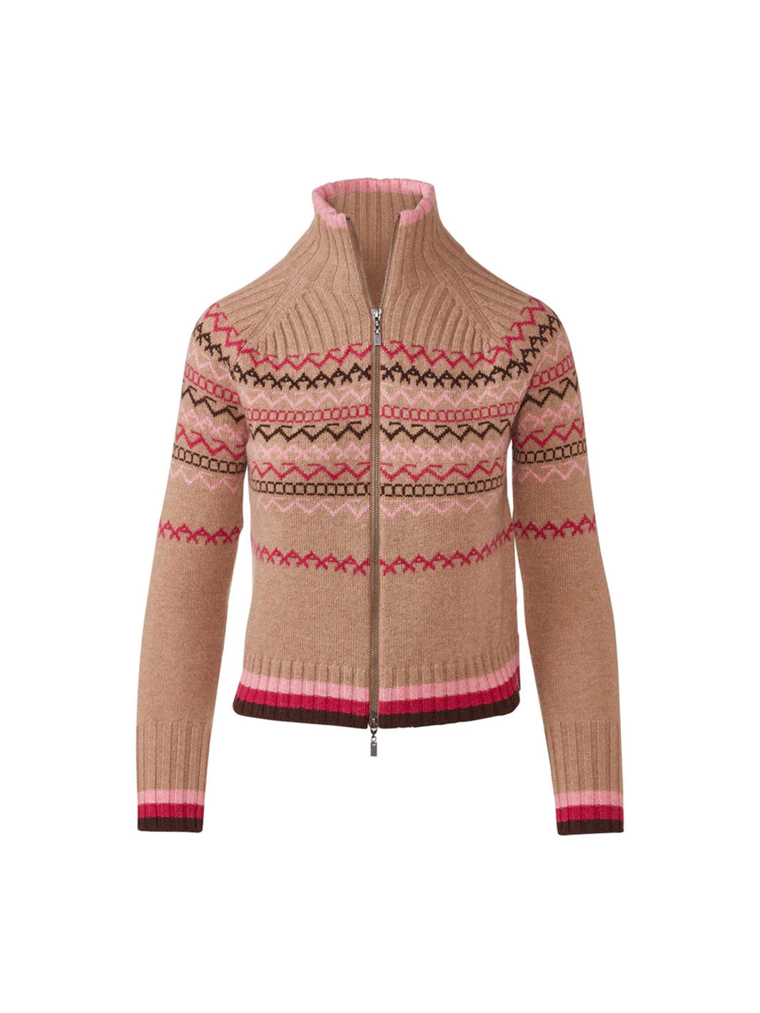 Fairisle Zip Mock Cardigan in Scotch Multi