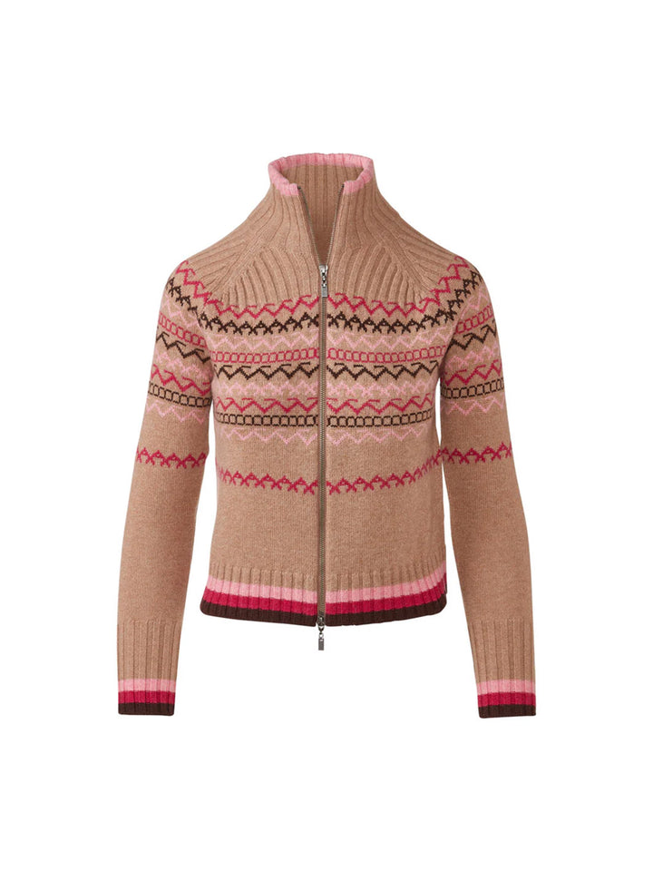 Fairisle Zip Mock Cardigan in Scotch Multi