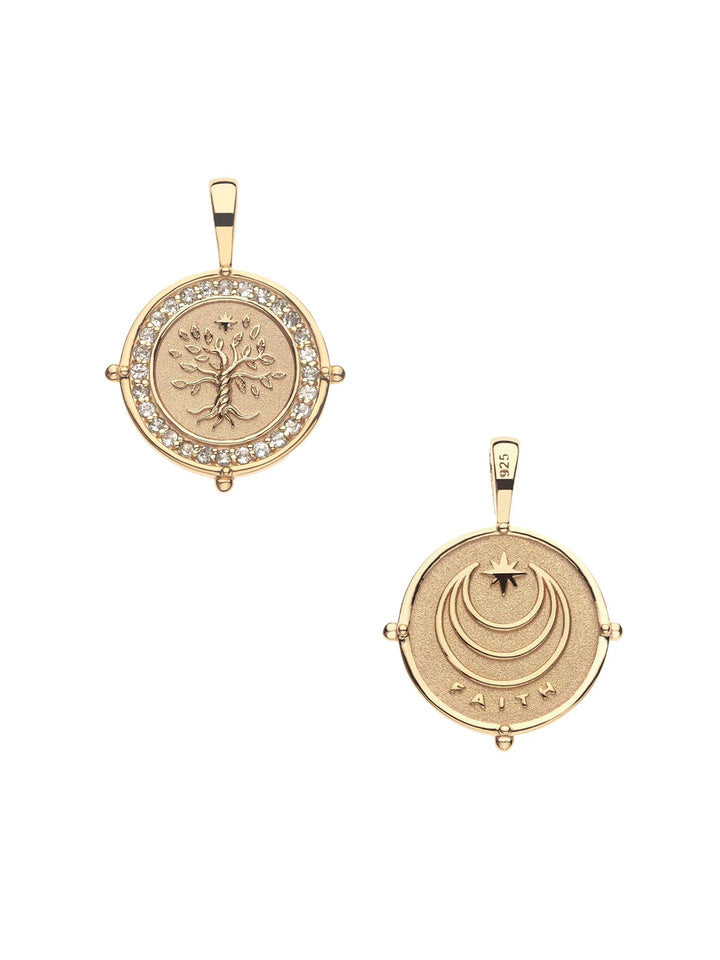 FAITH Petite Embelished Coin and Chain in Gold