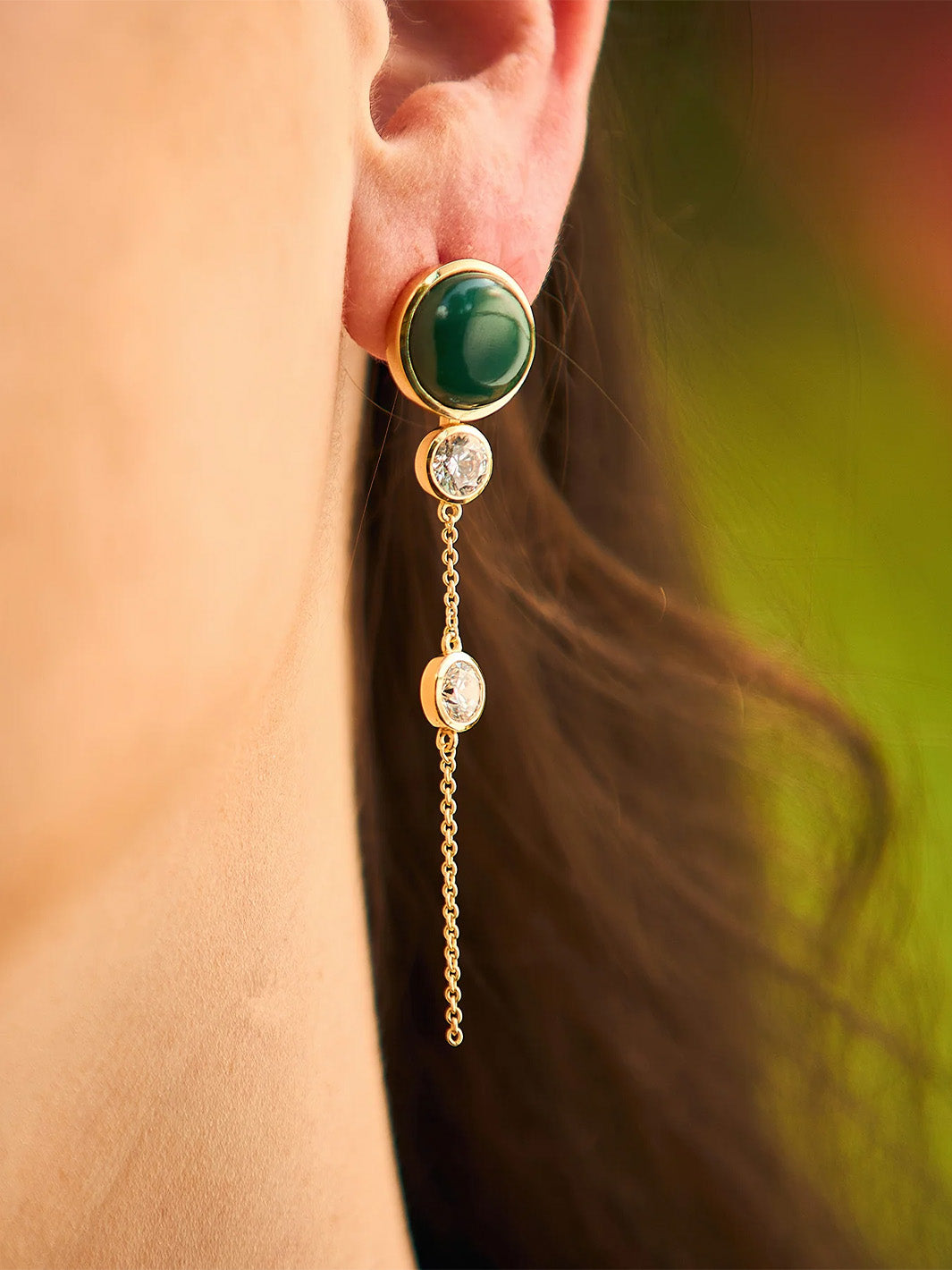 Fallon Drop Earrings in Green Aventurine