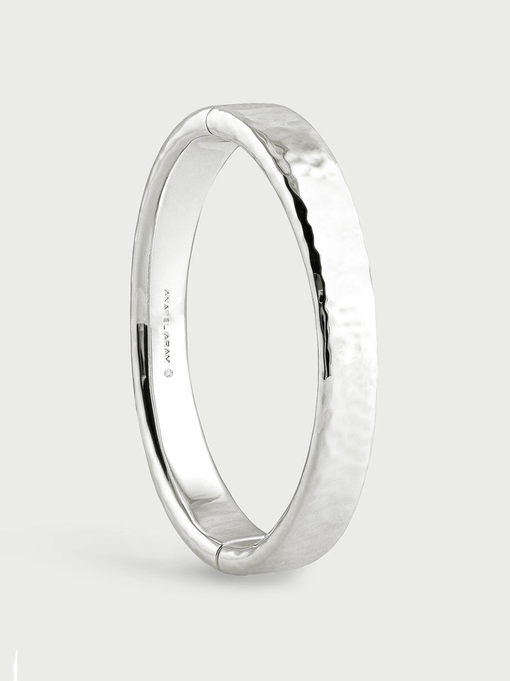 Farrier Wide Hinged Bangle, Silver