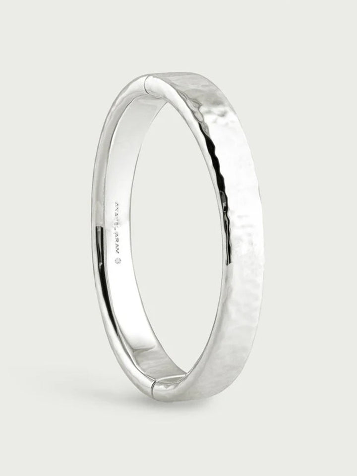 Farrier Wide Hinged Bangle, Silver