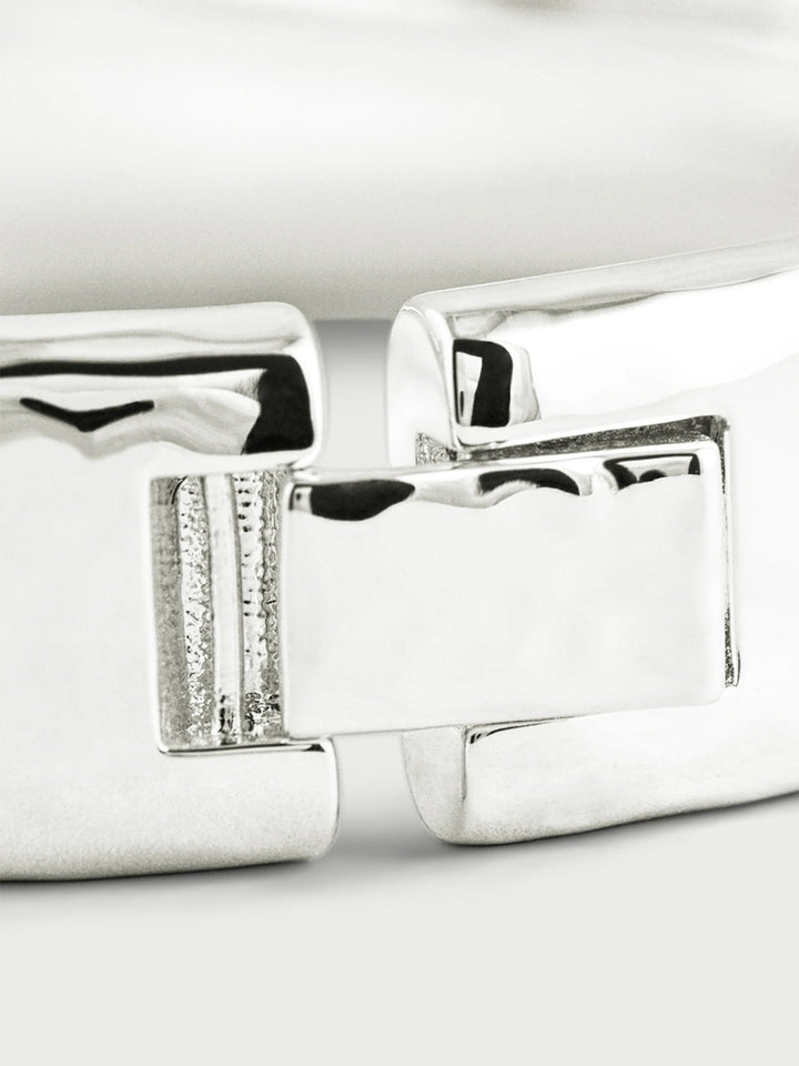 Farrier Wide Hinged Bangle in Silver