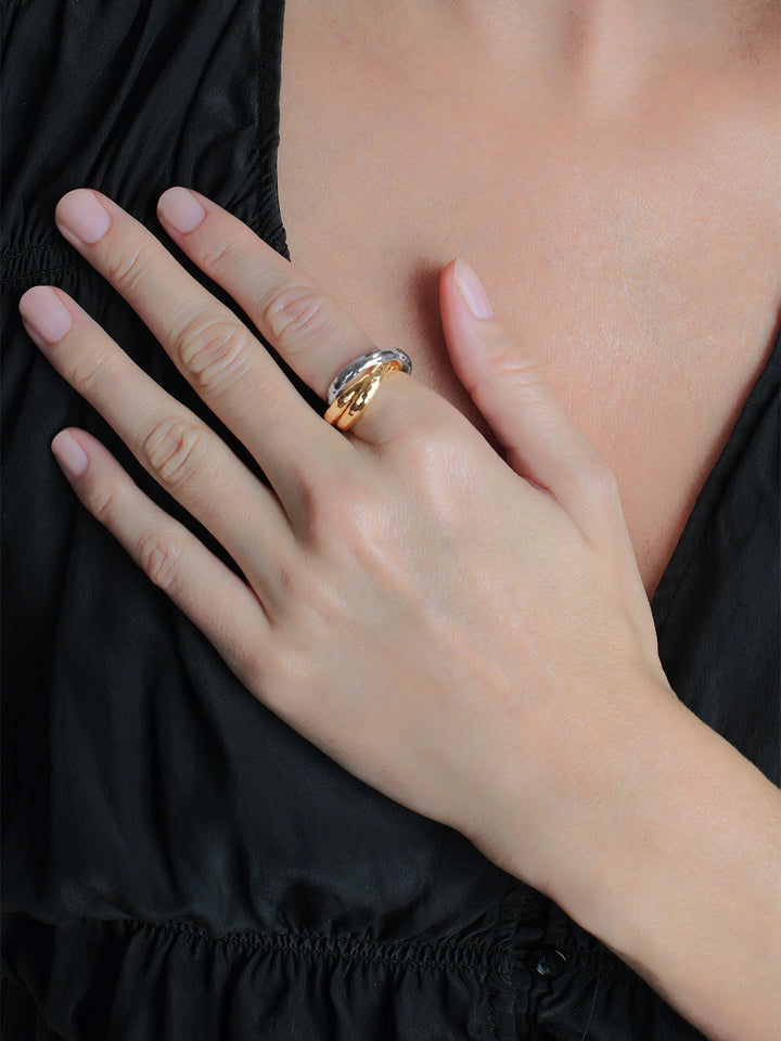 Farrier Mixed Metal Triple Band Ring